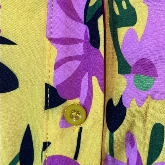 Rebdolls Yellow and Purple Floral Button Down Shirt Tropical Hawaiian Plus Sz 3X - Picture 11 of 11